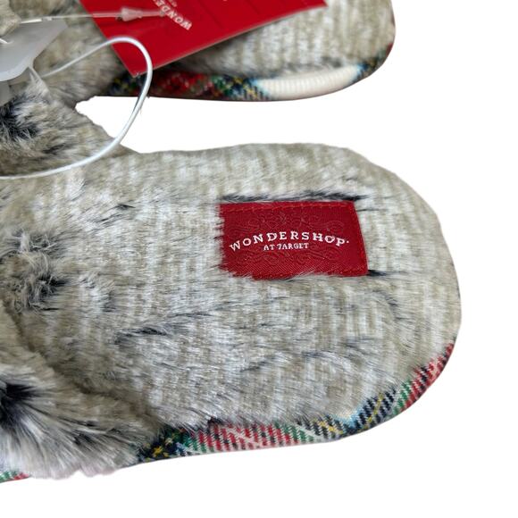 NWT Wondershop by Target Papa Elf Plaid Men’s Faux Fur Slippers Large 11 / 12 - Picture 4 of 8